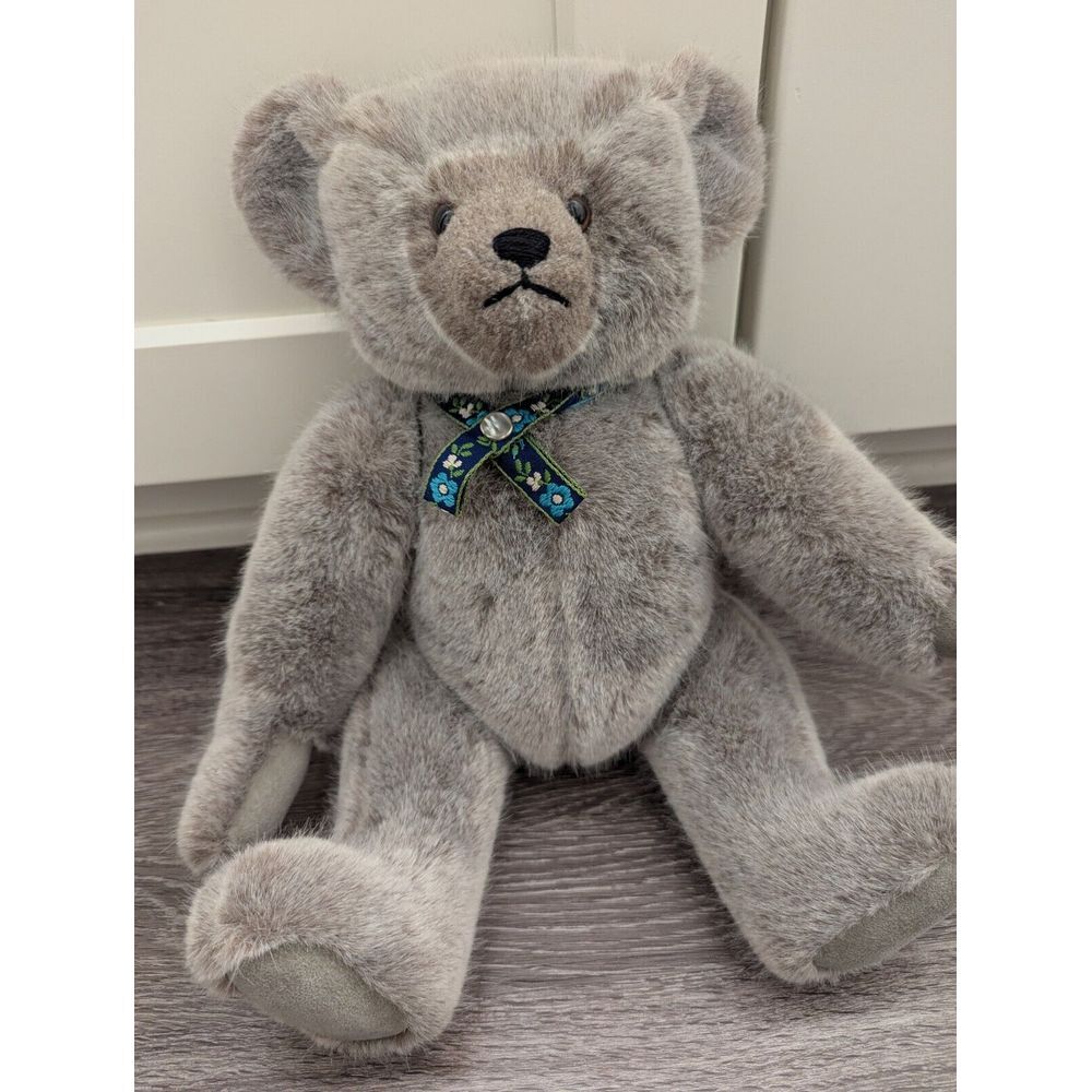 Vintage Catherine Bordi Artist Signed German Grey Plush Bear Limited Edition